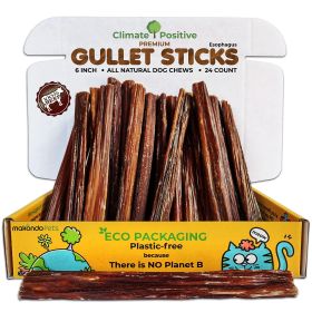 Gullet Sticks 24 Count 100% Natural Beef Esophagus Dog Chews 6��� Premium Dog Treats for Training Puppies & Adults Zero Filler or Preservatives