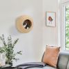 PawHut Wall Mounted Cat Condo, Nature Wood, with Washable Cushion, Cat Wall Shelf for Indoor Cats & Kittens