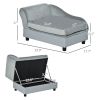 PawHut Luxury Dog Bed for Small Dogs, Hidden Storage, Soft Foam Couch, Modern Pet Furniture, Gray