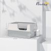 PawHut Stainless Steel Litter Box with High Side, Scoop, Easy Cleaning & Anti-Urine Leakage, for Big Cats, Light Gray