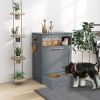 PawHut Pet Feeding Station, Dog Food Storage Cabinet w/ Adjustable Raised Bowls, White