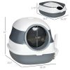 PawHut Dome Covered Cat Litter Box, Sleek Design with Lid, White and Gray