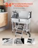 34" Dog Grooming Bath Tub Stainless Steel w Stairs Faucet Showerhead