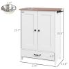 PawHut Pet Feeding Station for Medium Dogs, White, with Storage, Raised Bowls, Adjustable Panel, Hooks