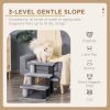 Cat Stairs for Bed, Couch 3 Steps, Small Cat Tree for Indoor Cats with Scratching Posts Toy Ball, 17.5" x 15.5" x 19"