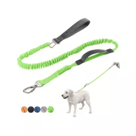 YT Pet Dog Explosion Proof Impact Leash, Heavy Duty Dog Leash With Padded Double Handle Car Seat Belts, 4-6 Feet Long (Option: M-Grey)