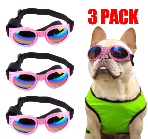 Pet Sunglasses Dog Cat Windproof Glasses Accessories Goggles Small Medium Dog Sun Visor Eye Wear Glasses UV Dust Fog Protection With Adjustable Strap (Color: Pink)